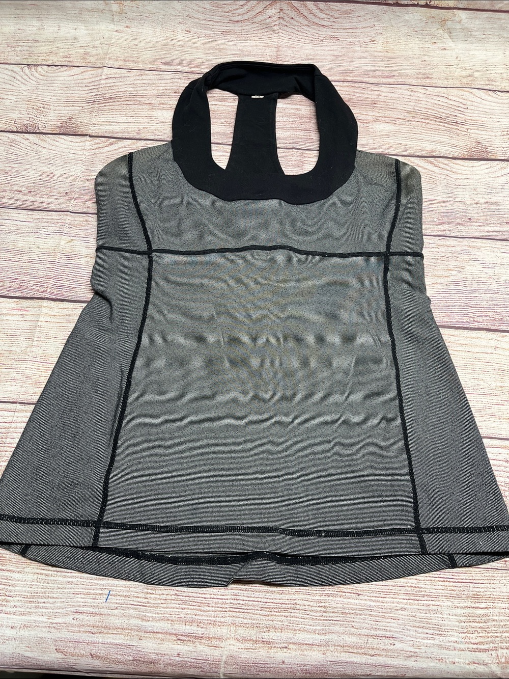 Lululemon Women's Gray Halter Tank Top with Black Trim